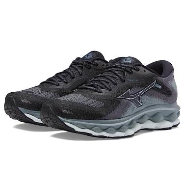 Imagem de Mizuno Tênis de corrida feminino Wave Sky 7, Preto e prateado, 7.5 Wide