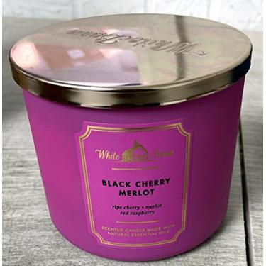 Imagem de White Barn Candle Company Bath and Body Works Vela perfumada com 3 pavios com óleos essenciais - 411 g - Black Cherry Merlot (cereja madura, framboesa vermelha Merlot)