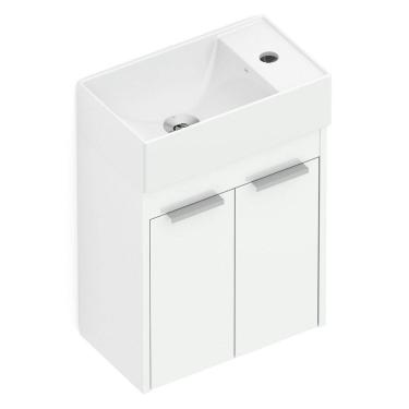 Imagem de Kit Gabinete Saveiro 2 Portas 40x22 com Lavatório Integrado e Espelho Branco