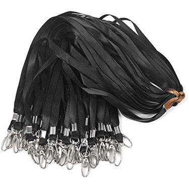 Imagem de Bird Fiy - Corda de nylon preta, 50 peças, 44,5 cm, ganchos giratórios, crachá/chaveiro, clássico, liso