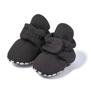 Imagem de Babelvit Botas de lã macia para bebês recém-nascidos, meninos, meninas, meias antiderrapantes para bebês primeiros andadores de inverno, 01b preto, 12-18 Months Toddler