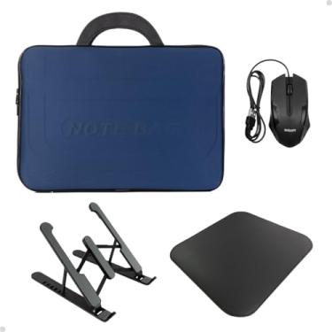 Imagem de Pasta Para Notebook Mouse Com Fio Suporte Dask Pad Pequeno Kit Gamer (Azul Marinho, 15,6")