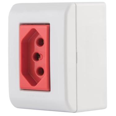 Imagem de Tramontina Caixa de Sobrepor com 1 Tomada 2P+T 20 A 250 V LizFlex com Vermelha e Branca