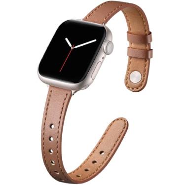 Imagem de IMIVIO Pulseiras femininas de couro genuíno de grão superior para Apple Watch Ultra, SE de 40 mm, 44 mm, 45 mm, 41 mm, 38 mm, 42 mm, 46 mm e 49 mm para Apple Watch Ultra SE séries 10/9/8/7/6/5/4/3