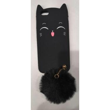 Imagem de Capa Capinha iphone 7 iphone 8 Cathinha Com Pompom Cores - sem, preto