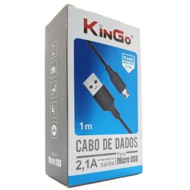 Imagem de Cabo De Dados Usb V8 Kingo Preto 1M 2.1A Para Moto E6 Plus - Yellow Ce