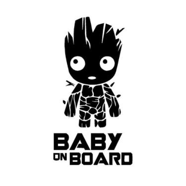 Imagem de Adesivo  Bebê á Bordo Baby Groot para Automoveis . - ALLTAK, PRETO