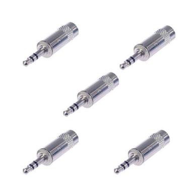 Imagem de Kit 5 conector plug p2 stereo rean by neutrik 4mm nys231