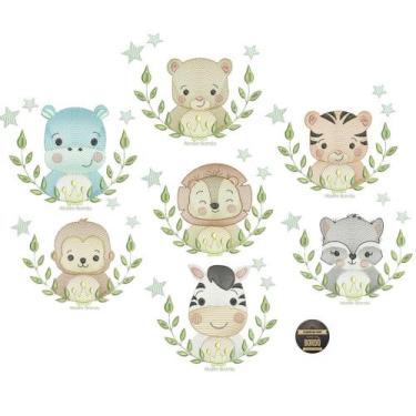 Imagem de 7 Matrizes de Bordado Safari Animais Infantil Pontos Leves Rippled Pes