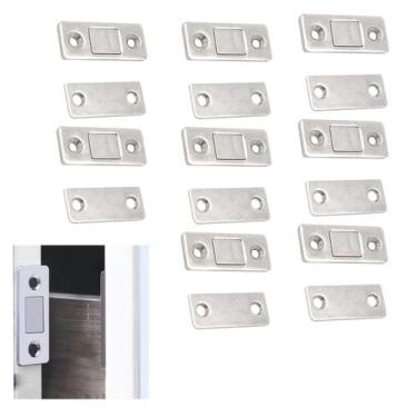 Imagem de Fecho Magnetico Ima Inox Trava Fecha Porta Janela Armario Gaveta 8 Peç
