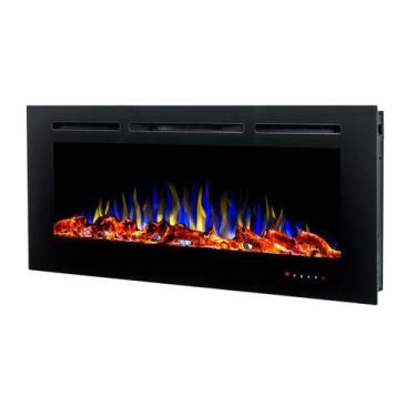 Imagem de Lareira Elétrica Parede De Embutir Aquecedor Chaleur Brasil Preta 55 P