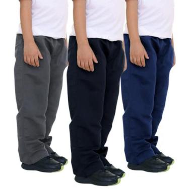 Imagem de Kit Com 3 Calças Infantil De Tactel Uniforme Escolar Menino - Repeliqu