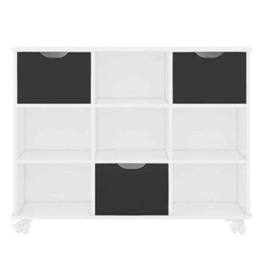 Imagem de Nicho Organizador com Rodízios Toys 3 Gavetas Q01 Branco/Preto - Mpoze