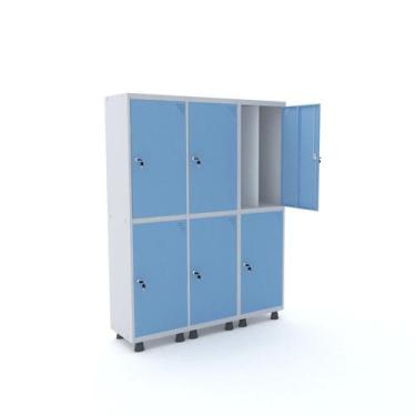 Imagem de Armário Guarda Volume Locker Roupeiro 6 Portas Aço 150cmx193cm - Pandi