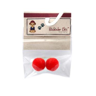 Imagem de Enfeite Pompom para Cachorro e Gato Pet - Bichinho Chic, M, Vermelho
