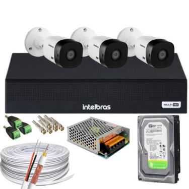 Imagem de Kit Intelbras 3 Cam 1220b Ir 20m Fullhd Dvr Mhdx 3004-C C/ Hd