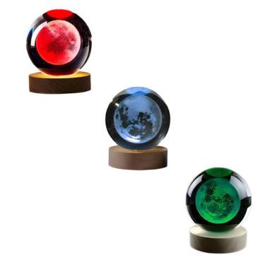 Imagem de Enfeite luminária decorativo de mesa bola de cristal lua - DT