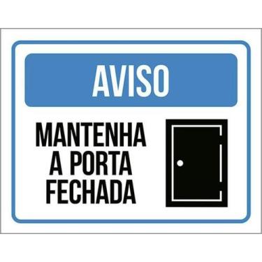 Imagem de Kit 10 Placas ul Aviso Mantenha Porta Fechada Ícone 36X46 - Sinalizo