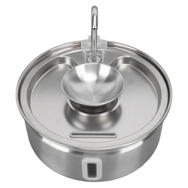 Imagem de Distribuidor de Bebida para Animais de Estimação de Aço Inoxidável, Material Duradouro de 3,2L, Uso de Fonte de água para Gatos Com Filtragem Silenciosa e Eficiente Com Janela