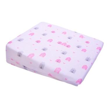 Imagem de Travesseiro Rampa Anti Refluxo Bebe Para Carrinho Com Capa Rosa Laváve