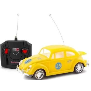 Imagem de Carrinho Brinquedo Fusquinha De Controle Remoto Infantil Acende Faro. 