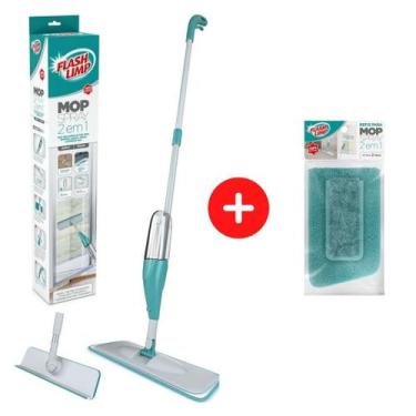 Imagem de Kit 1 Mop Spray 2 Em 1 Vassoura Mágica Flash Limp MOP6064 + 1 Refil Mi