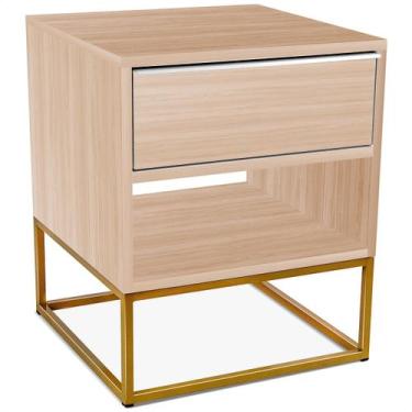 Imagem de Mesa de Cabeceira Lonova Quarto Design Industrial Aço e MDF com Gaveta