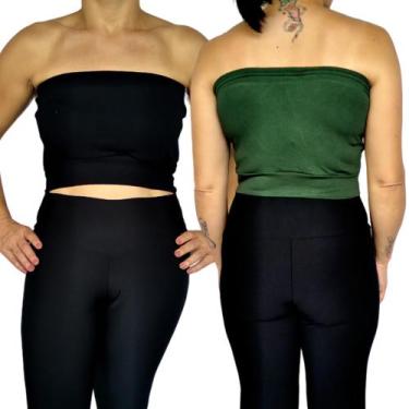 Imagem de Kit 2 Tops Femininos Faixa sem alça Elástico Barra Cores Sortidas Visc