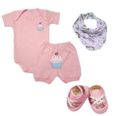 Imagem de Kit 3 Peças Bebês Conjunto Body e Short Bandana Sapatinhos - Koala Bab