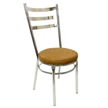 Imagem de Cadeira de Cozinha Redonda com Reforço Cromada Assento Grosso cor Cara