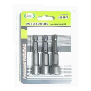 Imagem de Kit Jogo De Soquete Bits Canhão Parafusadeira 6 8 10mm Ímã Magnético  