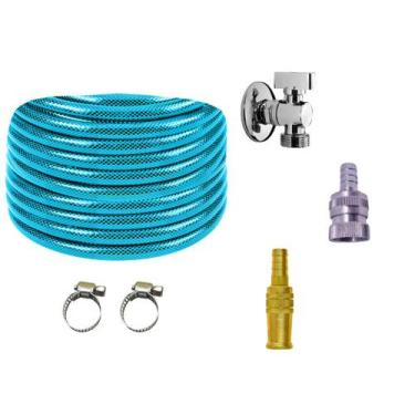 Imagem de Kit Mangueira Turquesa 15 Metro Com Torneira Esguicho Engate - Afa