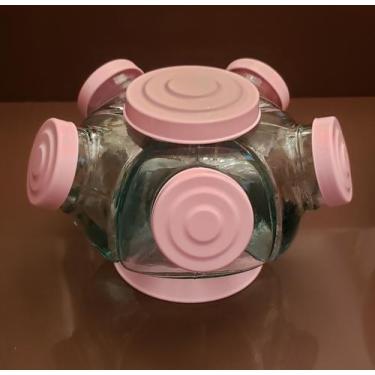 Imagem de Mini baleiro giratório de vidro com tampa rosa - Raiar da Aurora