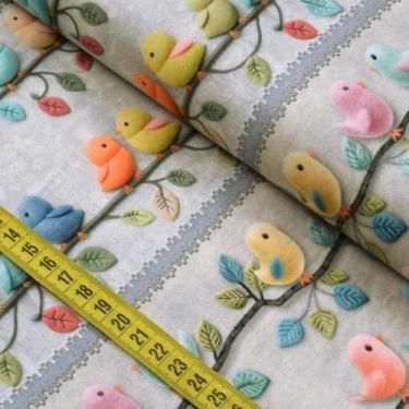 Imagem de Tecido Estampado para Patchwork - Barrado Passarinhos (0,50x1,50) - Fa
