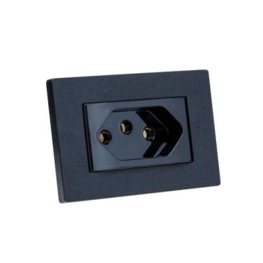 Imagem de Espelho de Tomada Simples Reto com 1 Tomada 10A Preto - CONNECT CAIXA 