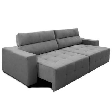 Imagem de Sofá Top Lubeck 3 Lugares 290 cm Reclinável e Retrátil Suede Cinza - S