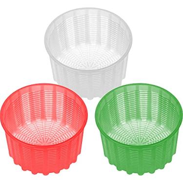 Imagem de Molde de queijo para fabricação de queijos - moldes de queijo para todos os tipos de queijo macio - cesta de ricota de plástico 3 peças - molde para queijo feta, camembert, ricota, 590 ml
