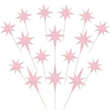 Imagem de Rsstarxi 30 Pack Little Star Cupcake Toppers Glitter Assembled Twinkle Star Cupcake Food Picks Decorations for Baby Shower Wedding Engagement Birthday Party Cake Decorations Pink