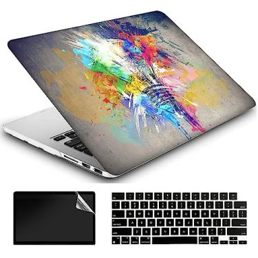 Imagem de AMCJJ Capa compatível com MacBook Pro de 14 polegadas 2023/2022/2021 versão M2 A2779/A2442 M1 Pro/M1 Max Chip com Touch ID, capa rígida de plástico, capa de teclado e protetor de tela - lâmpada colorida