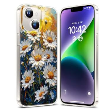 Imagem de YSLBWLE Capa magnética para iPhone 14 transparente, [compatível com magnético] Capa magnética para celular com proteção fina e de grau militar Daisy 25-ip14-11