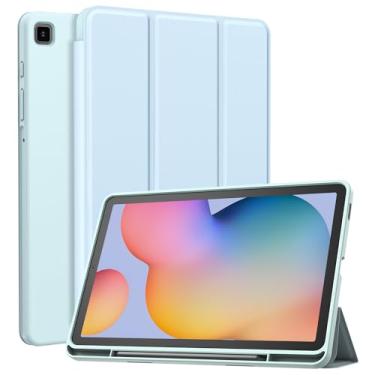 Imagem de Capa ZtotopCase 2022/2020 para Galaxy Tab S6 Lite de 10,4 polegadas com suporte para caneta, despertar/hibernar automaticamente, capa fólio leve de poliuretano com três dobras para tablet Samsung