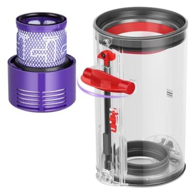 Imagem de Substituição de lixeira atualizada compatível com Dyson Cyclone V10 Animal, V10 Total Clean, V10 Absolute, V10 Animal, SV12 Recipiente de vácuo para peça nº 969509-01 com 1 filtro HEPA