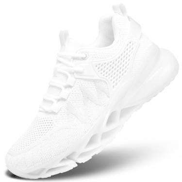 Imagem de Tênis de corrida aéreo masculino Blade Walking Fashion Tênis esportivo confortável antiderrapante para trabalho esportivo, Branco, 44