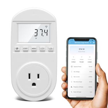 Imagem de Zuomeng Monitor de uso de eletricidade WiFi, medidor de energia plug-in com alarme audível, monitoramento de consumo de energia do refrigerador e estatísticas de fatura de eletricidade