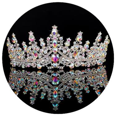 Imagem de TOBATOBA Tiara feminina com coroa de rainha de cristal para princesa, tiara de casamento com strass, coroa de aniversário para noiva, formatura, concurso, fantasia de Halloween, cosplay, acessórios de