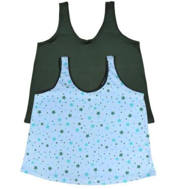 Imagem de Kit 2 Regata de Pijama Mega Plus Size 1 Liso 1 Estampado G6 ao G10 - T