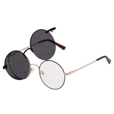 Imagem de Armação Óculos Clipon 2 Em 1 Grau Masculino Redondo Dubai - Shark Ócul