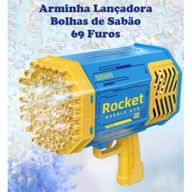 Imagem de Lança Bolhas de Sabão - Luz LED - Bazooka - 69 Furos - Azul ou Rosa - 