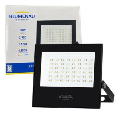 Imagem de Kit 4 Refletor Holofote Led Slim 50w Branco Neutro 4100k Ip66 - Blumen