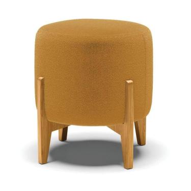 Imagem de Puff Banqueta Decorativo Base Madeira Stella Bouclê Mostarda P01 - D`rossi